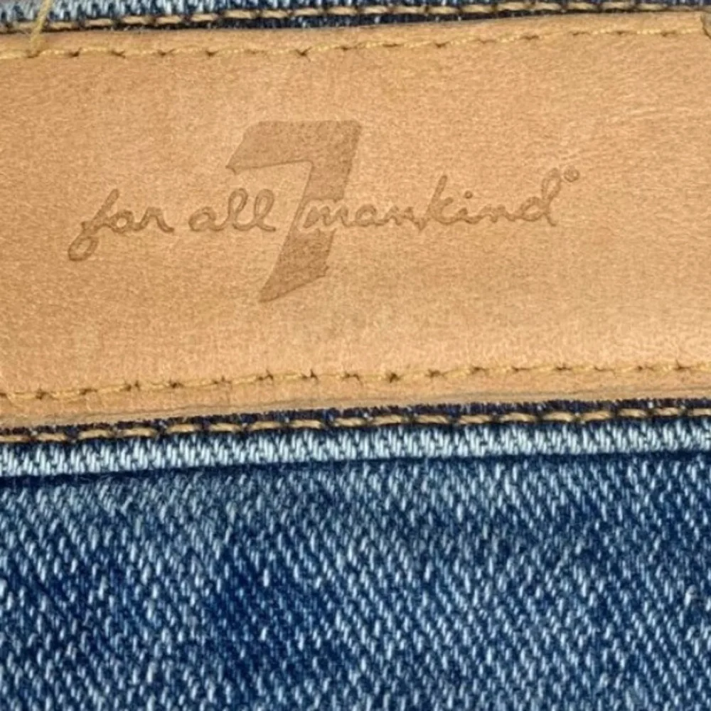 Seven 7 for all mankind frayed stretch denim blue summer 90’s Y2K Mini Skirt 27